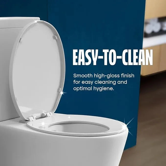 HIGHCRAFT Premium Round Toilet Seat with Adjustable Hinges - Molded Plastic Toilet Seat - Fits Standard Round Toilets - Round Seat in White - ModernBath