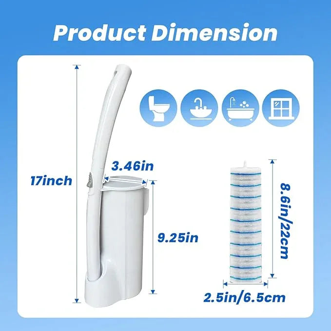 40 Disposable Toilet Brush Refills Srubber Pads, Wall Mounted Toilet Bowl Holder Set Toilet Cleaning System Starter Kit, Scrubbing Toilet Wand Pads - ModernBath