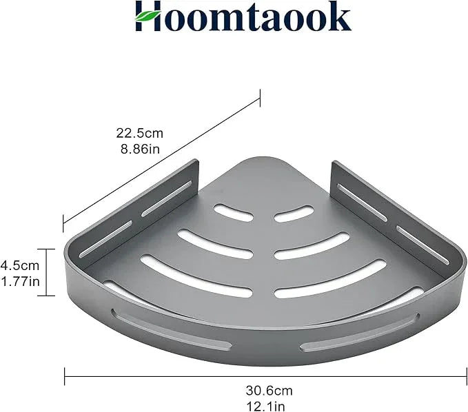 Hoomtaook 2-Tier Corner Shower Shelf No Drilling Bathroom Shelves Shower Caddies Adhesive Bath Corner Shelf Wall Mounted Bathroom Shower Caddy Organizer - Dark Grey - ModernBath