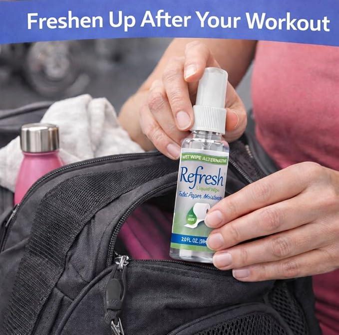 Refresh Liquid Wipe Toilet Paper Spray – Eco-Friendly Flushable Wet Wipe Alternative, Cleanses & Soothes with Witch Hazel & Aloe, Septic & Plumbing Safe, 2 Fl Oz (1 Pack) - ModernBath