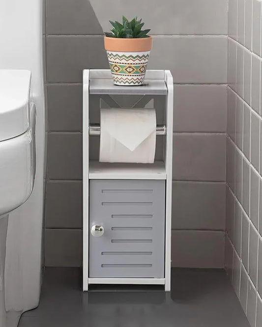 AOJEZOR Toilet Paper Holder Stand: PVC Bathroom Cabinet Storage for Apartment Dwellers - Bathroom Storage - Light Grey - ModernBath