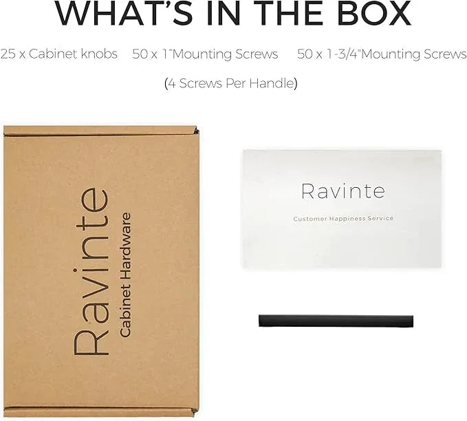 Ravinte 25 Pack Solid 3-3/4 Inch Center to Center Slim Square Bar Drawer Handles Cabinet Hardware - Matte Black Kitchen Pulls - ModernBath