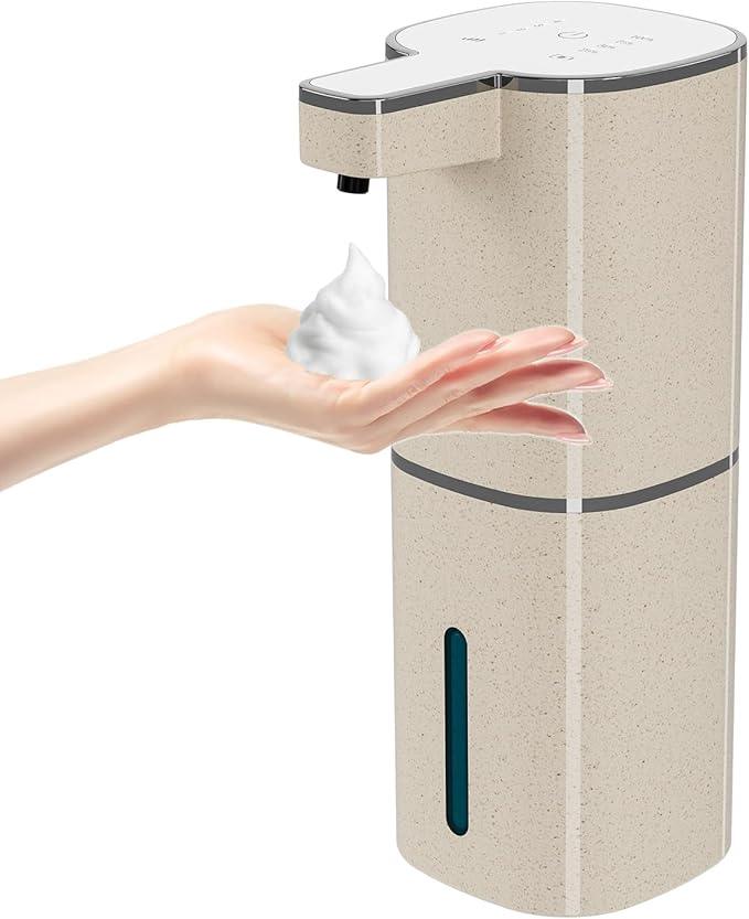 Automatic Foaming Soap Dispenser, Touchless Hand Soap Dispenser, USB Rechargeable, 4 Adjustable Levels, 14.2 oz (420 ml) Large Capacity, for Bathroom, Kitchen & School (Light Khaki, Foaming) - ModernBath