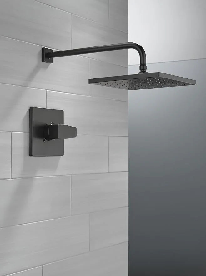 Delta Modern 14 Series Square Rain Shower Faucet Set, Matte Black Shower Head and Handle Set, Valve Trim Kit, Matte Black T14268-BL-PP (Valve Not Included) - ModernBath