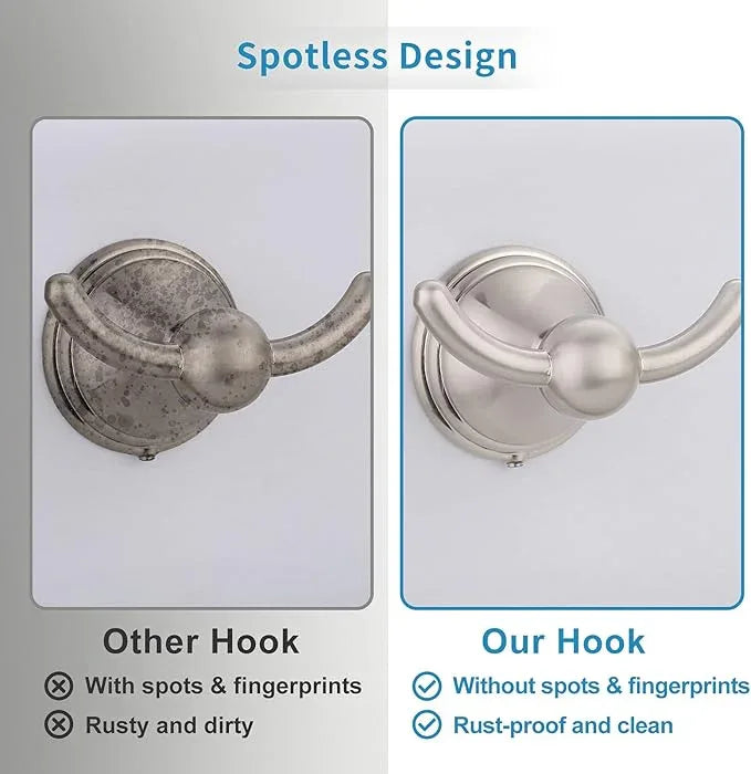 FILTA Bathroom Towel Hooks, Brushed Nickel Robe & Towel Hooks for Wall Mounted, Traditional Towel and Robe Hooks for Hanging Towels, Bath Towel Holder for Shower(2 Pack) - ModernBath