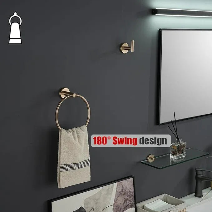 JQK Towel Ring Champagne Bronze, 304 Stainless Steel Hand Towel Holder for Bathroom Wall Mount, TR130-CB - ModernBath