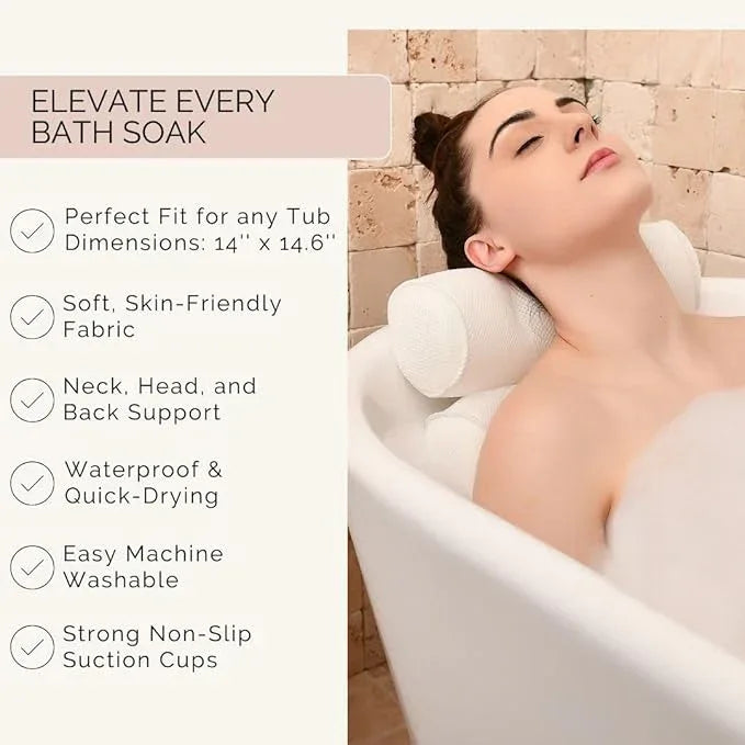 Bath Pillow and Bathtub Tray Set for Tub | Luxurious, Relaxing Home Spa Accessories with Bath Tub Pillows for Head and Neck, Foldable Bath Tray Caddy Organizer | Relaxation Gifts for Women Self Care - ModernBath