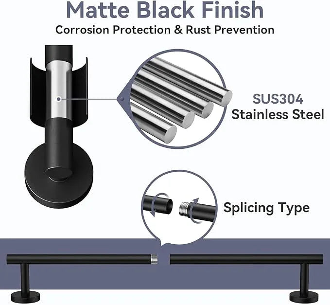 Matte Black Towel Bar Set, 24 Inch Bathroom Hardware Set, Wall Mounted Bathroom Towel Holder Set, Modern Bathroom Accessories, Durable SUS304 Stainless Steel, 4-Piece - ModernBath