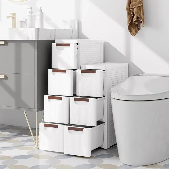 Giantex 3 Drawers Storage Cart, Narrow Plastic Dresser, Rolling Organizer Cart for Office Classroom Bedroom Bathroom Art Craft Supplies, Mobile Slim Utility Cart on Wheels (7.5"x16.5"x22.5") - ModernBath