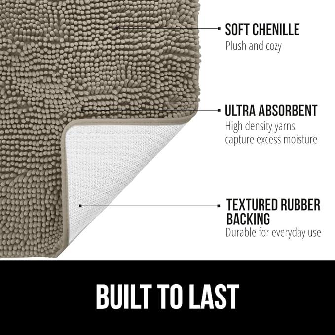 GORILLA GRIP Bathroom Rug Sets, Soft Chenille 2 Piece Area Rugs Set, Toilet Base Mat and 30x20 Carpet, Absorbent Microfiber Washable Mats Dry Quickly, Home Décor and Bath Room Accessories, Latte - ModernBath