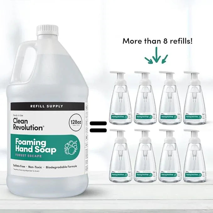 Clean Revolution Foaming Hand Soap Refill Supply Container, Ready to Use Formula, Forest Escape Fragrance, Gluten Free, 128 Fl. Oz - ModernBath