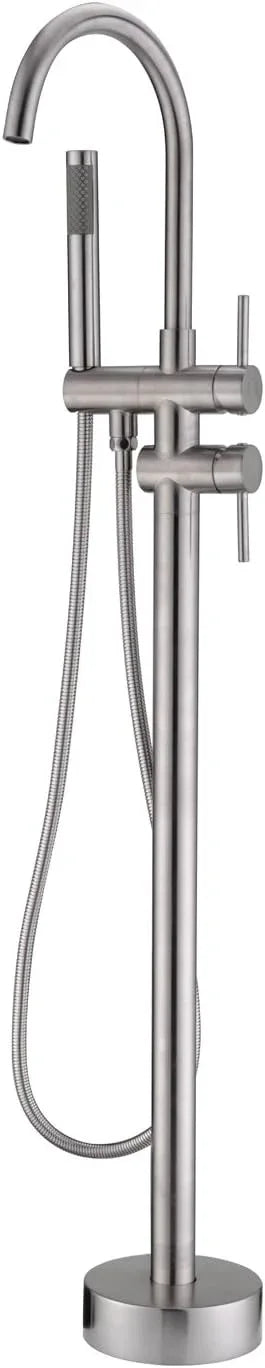 Freestanding Tub Filler Bathtub Faucet Brushed Nickel Floor Mounted Faucets with Handheld Shower - ModernBath