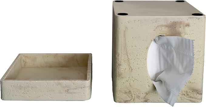 Hymmah Square Tissue Box Cover/Holder with Tray,Unique Cube Design Tissue Dispenser Decor for Vanity Counter Tops Also Great for Bedroom and Living Room - ModernBath