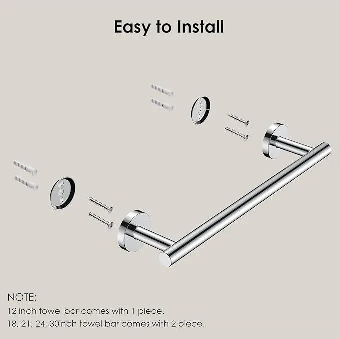 FORIOUS Towel Bar Wall Mounted, Stainless Steel Towel Racks for Bathroom, Includes Wall Mounting Hardware (Chrome, 14 Inch) - ModernBath
