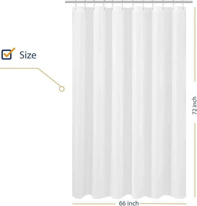 N&Y HOME Fabric Shower Curtain Liner 66 x 72 inches, Hotel Quality, Washable, Water Repellent, White Bathroom Curtains with Grommets, 66x72 - ModernBath