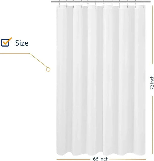 N&Y HOME Fabric Shower Curtain Liner 66 x 72 inches, Hotel Quality, Washable, Water Repellent, White Bathroom Curtains with Grommets, 66x72 - ModernBath