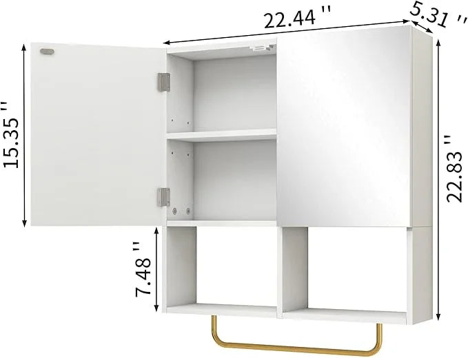 Wall Mounted Storage Cabinet with Mirror & Adjustable Shelves- Bathroom Medicine Cabinet with Towel Bar for Bathroom, Laundary, Enterway,Bedroom - ModernBath