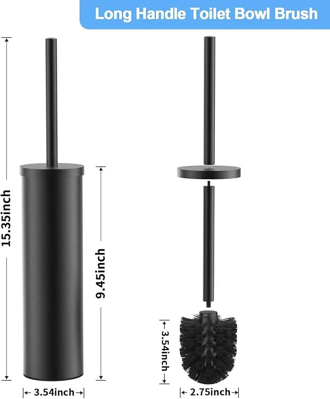 Stainless Steel Toilet Brush and Holder Set Oil Rubbed Matte Black Heavy Duty Toilet Bowl Brush with Long Handle for Bathroom and Farmhouse - ModernBath