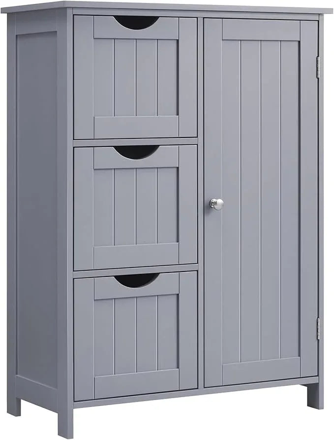 VASAGLE Floor Storage Cabinet, Freestanding Storage Unit with 3 Drawers, 1 Adjustable Shelf, for Bathroom Living Room Dining Kitchen, 11.8 x 23.6 x 31.5 Inches, Dove Gray UBBC049G02 - ModernBath