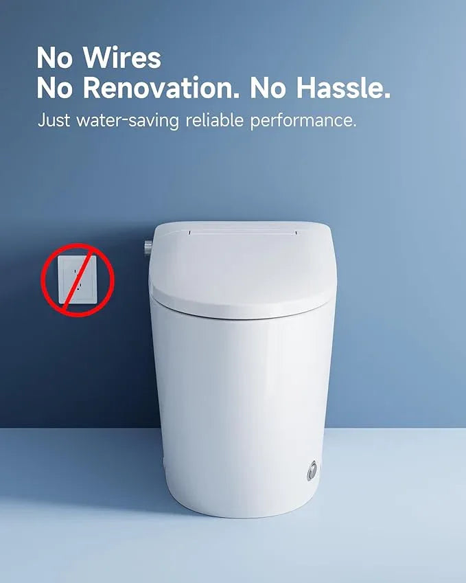 HOROW HR-T30 Non-Electric Bidet Toilet, Tankless Toilet with ADA Chair Height, 1.0GPF and Powerful Flush, Skirted One Piece Toilet for Bathroom, 12" Rough in - ModernBath