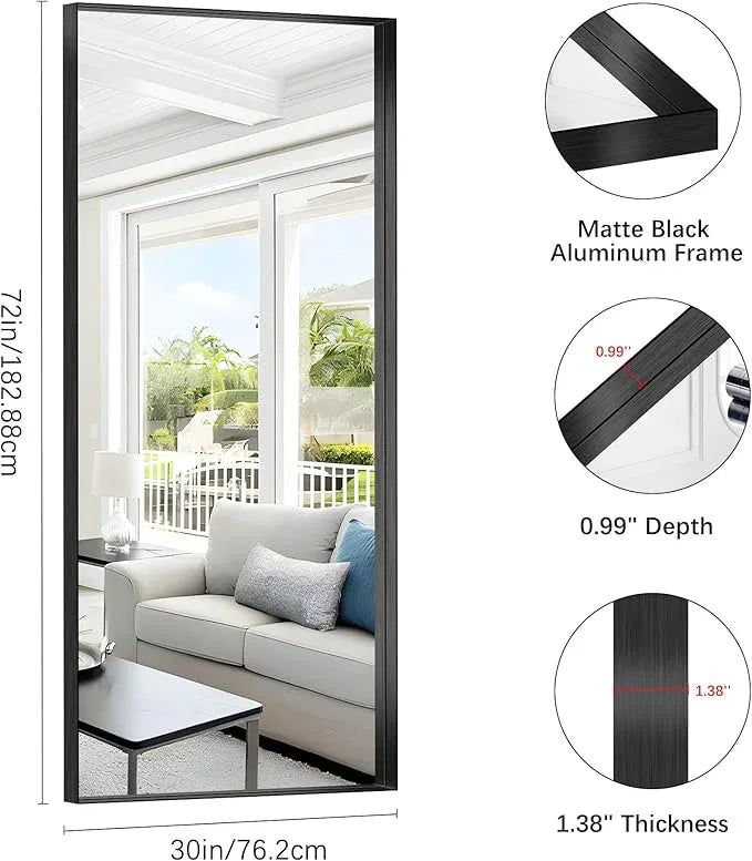 NIMURY Black Bathroom Mirror, 72x30 Inch Rectangular Deep Frame Mirror, Large Wall Mounted Bathroom Vanity Mirror Over Sink for Bedroom,Restroom, Living Room, Hangs Vertically or Horizontally - ModernBath
