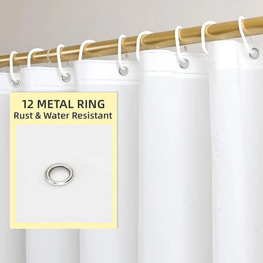 Poposa Heavy Duty Shower Curtain Liner, Waterproof Transparent PEVA, Non-Toxic Odorless, Rust-Proof Metal Ring, Frosted 72 x 72 in - ModernBath