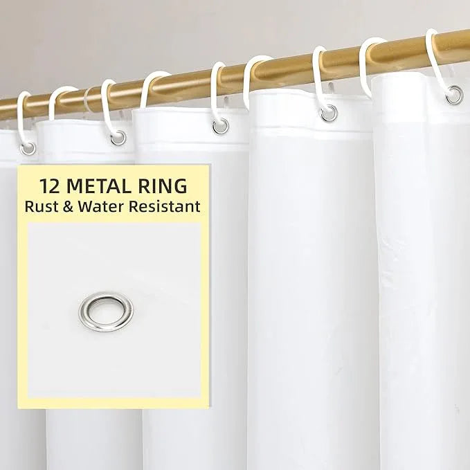 Poposa Waterproof Shower Curtain, Bathroom Shower Curtain Liner PEVA Non-Toxic Odorless Rust-Proof Metal Ring Frosted 5G 72x72 Inches - ModernBath