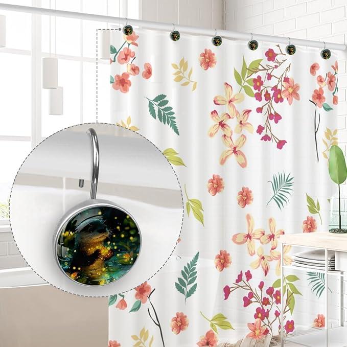 Cute Otter Shower Curtain Hooks Rings, Stainless Steel Rust Proof Shower Curtain Hooks, Decorative Shower Hooks for Bathroom Shower Rods Curtains, Set of 12 - ModernBath