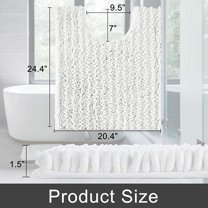 Yimobra Toilet Rugs U Shaped 24x20, Soft Comfortable Absorbent Chenille Toilet Mat for Bathroom Floor, Non-Slip Contour Bathroom Rugs for Toilet, Dry Quickly Machine Washable, White - ModernBath