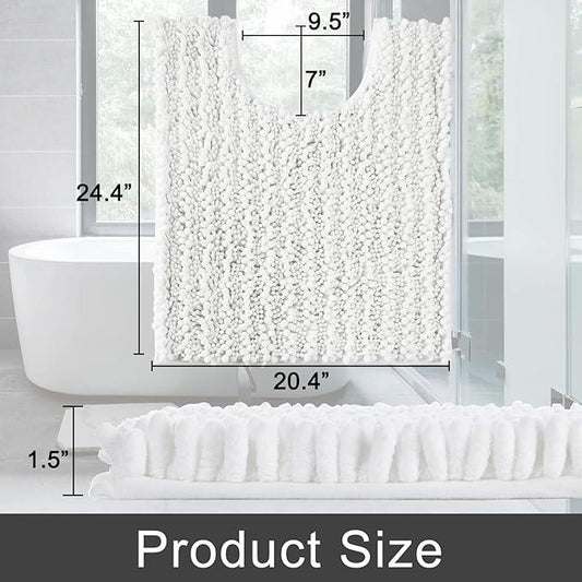 Yimobra Toilet Rugs U Shaped 24x20, Soft Comfortable Absorbent Chenille Toilet Mat for Bathroom Floor, Non-Slip Contour Bathroom Rugs for Toilet, Dry Quickly Machine Washable, White - ModernBath