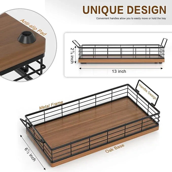 JNFUZ Toilet Paper Basket, 13 Inch Bathroom Basket Toilet Tank Tray Organizer Storage for Toiletries, Living Room and Kitchen (Walnut) - ModernBath