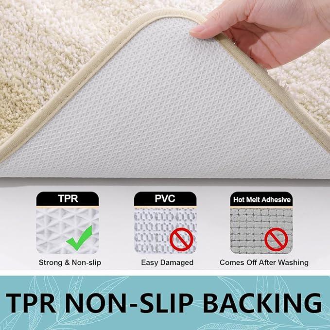 Arotive Microfiber Bathroom Rugs, Shaggy Soft and Absorbent Bath Rug, Non-Slip, Thick Plush Machine Washable Dry Bath Mats for Bathroom, Tub and Shower, 70x24, Light Beige, Rectangular - ModernBath