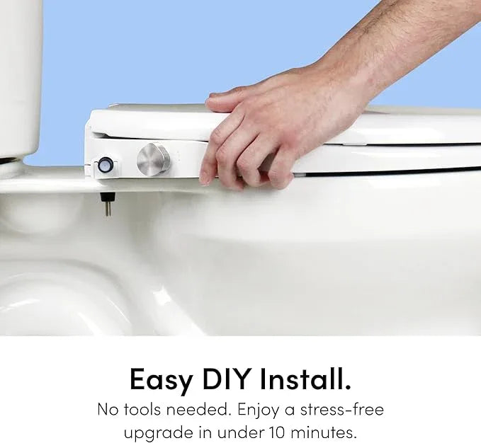 TUSHY Wave Non-Electric Bidet Toilet Seat | Sleek Round Design, Quick-Release for Easy Cleaning | DuoFlow Front & Rear Wash, Soft-Close Lid, Comfy Seat, 10-Min DIY Install, Bamboo Knob - ModernBath