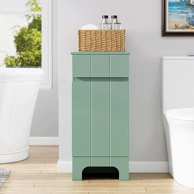 Small Bathroom Cabinet with Adjustable Shelves, Drawer, Anti-Tip Design, 14.96" L x 11.81" W x 32.09" H, Durable MDF for Bathroom, Kitchen, Laundry Storage, Soft-Close Door - ModernBath