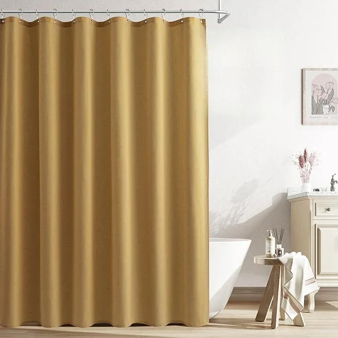 Naturoom Gold Linen Shower Curtains 96 Inches Long, Tall Country Boho Farmhouse Shower Curtains for Bathroom Natural Cloth Weighted Fabric Bath Curtain with Hooks, 72x96 - ModernBath