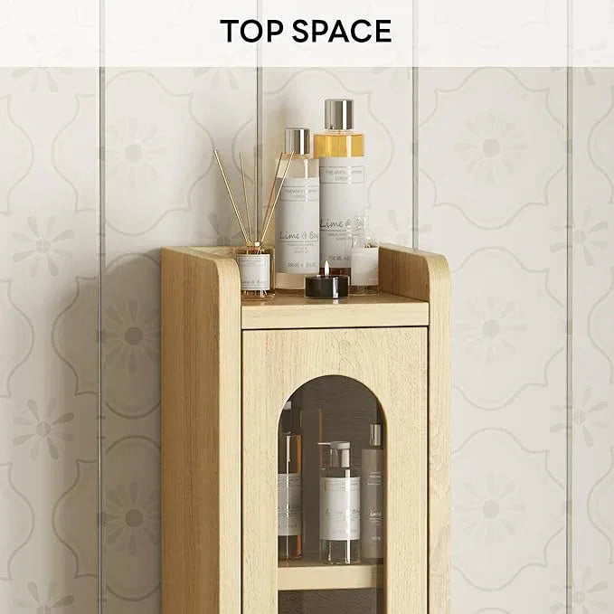 LIKIMIO 69" H Tall Bathroom Storage Cabinet with 2 Doors & 1 Drawer, Narrow Adjustable Shelves & Pull-Out Tissue Holder, Slim Freestanding Cabinet for Small Spaces, Kitchen, Entryway, Rustic White - ModernBath