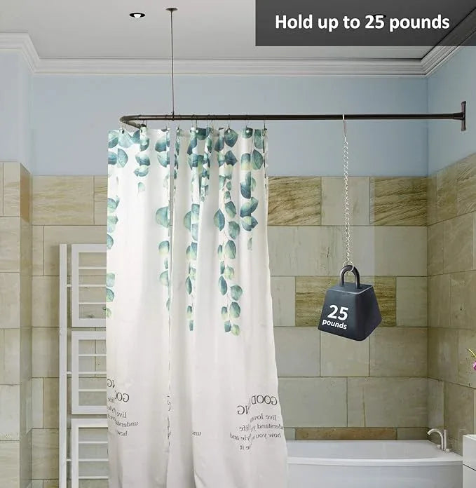 Artiwell L Shaped Shower Curtain Rod, Bathroom Bathtub Corner Shower Curtain Rod with Ceiling Support (MATT BLACK) - ModernBath
