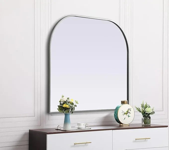 Illuminate, Metal Frame Arch Mirror 40X34 Inch in, Modern, Silver - ModernBath