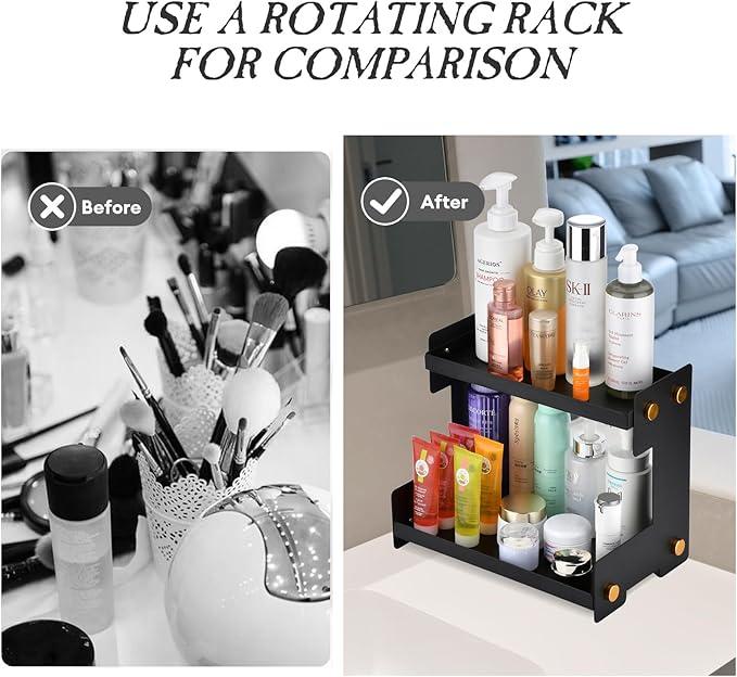 FFK 2 Tier Bathroom Countertop Organizer, Storage Shelf for Cosmetics, Ideal for Cabinet, Pantry, and Desktop, for Kitchen and Office - ModernBath