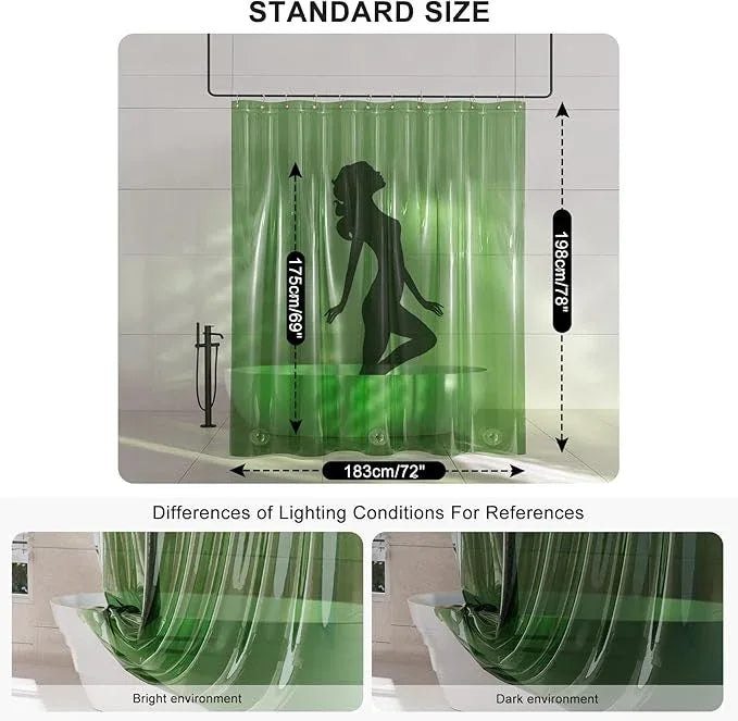 AmazerBath Long Shower Curtain Liner, 100% EVA Soft Clear Green Heavy Duty 78 inch Shower Curtain and Liner 2-in-1, 72x78 Plastic Bathroom Shower Curtain, 12 Rustproof Grommets & 3 Weighted Stones - ModernBath