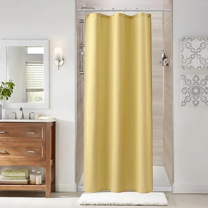 Naturoom Yellow 36 Inch Shower Curtain - Stall Narrow Half Linen Ultra Thick Fabric Shower Curtain Set with Hooks, Boho Farmhouse Rustic RV Camper Bath Curtains for Bathroom, 36x72 - ModernBath