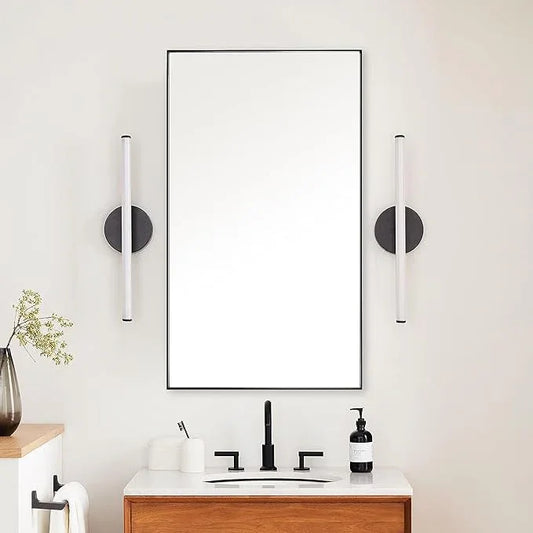 LEDLUX 20x36 Inch Black Bathroom Mirror, Copper-Free Mirror, Aluminum Alloy Frame Vanity Mirror, Rectangle Wall Mounted Mirror, Modern Mirror for Bedroom/Living Room/Porch Horizontal or Vertical - ModernBath