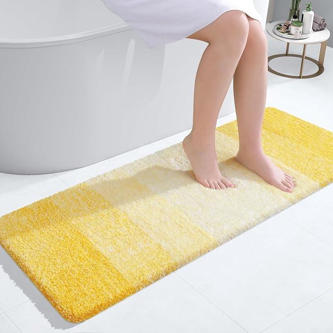 OLANLY Bathroom Runner Rugs 47x17, Extra Soft Absorbent Microfiber Bath Rugs, Rubber Backing, Quick Dry, Machine Washable Bath Mats for Bathroom Floor, Tub and Shower, Home Decor Accessories, Yellow - ModernBath