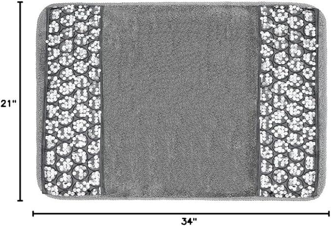 Zahari Home Sinatra Modern Bathroom Rug Classic Luxury Bath Rug Contemporary Decor Silver Bath Mat for Shower Unique Design Stylish Bathroom Rug Bath Shower Tub Decor Bling Silver - ModernBath