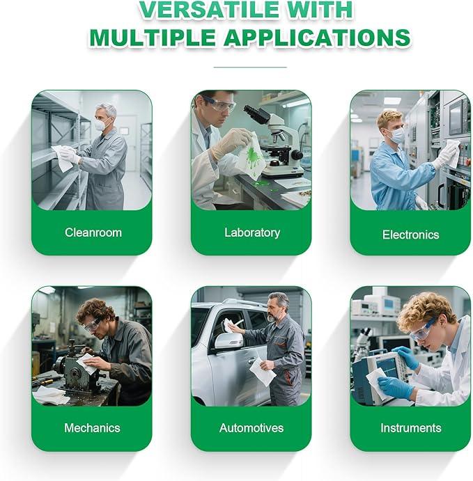 Synvicovan Cleanroom Wipes 9"x9" (300 Pcs, Cellulose/Polyester Blend, Grade B, 56GSM) Lint Free Wipes for Laboratory, Electronics, Pharmaceutical,Printing,Automotives and Semiconductor Industries - ModernBath