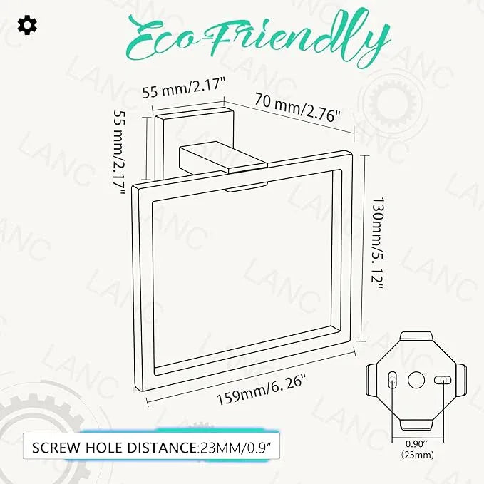 LANC Hand Towel Rings for Bathroom Wall Mount Chrome Polished Square Hand Towel Holder for Lavatory Bathroom Hardware Accessories Stainless Steel Modern Style Shower Towel Towel Racks Hanger, A8896CP - ModernBath