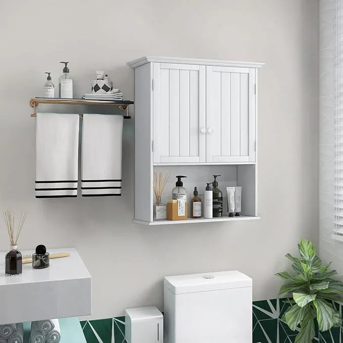 Giantex Bathroom Wall Cabinet, Wall Mounted Bathroom Cabinet with Adjustable Shelf, 2-Door, Over Toilet Storage Cabinet, Medicine Cabinets for Bathroom, Kitchen, Laundry Room, Cupboard (White) - ModernBath