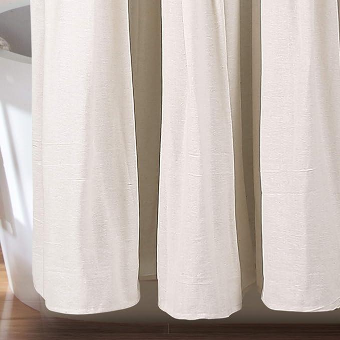 Lush Decor Linen Button Shower Curtain, 72" W x 78" L, Linen - Extra Long Shower Curtains - Neutral Shower Curtain Fabric - Farmhouse Bathroom Decor - ModernBath