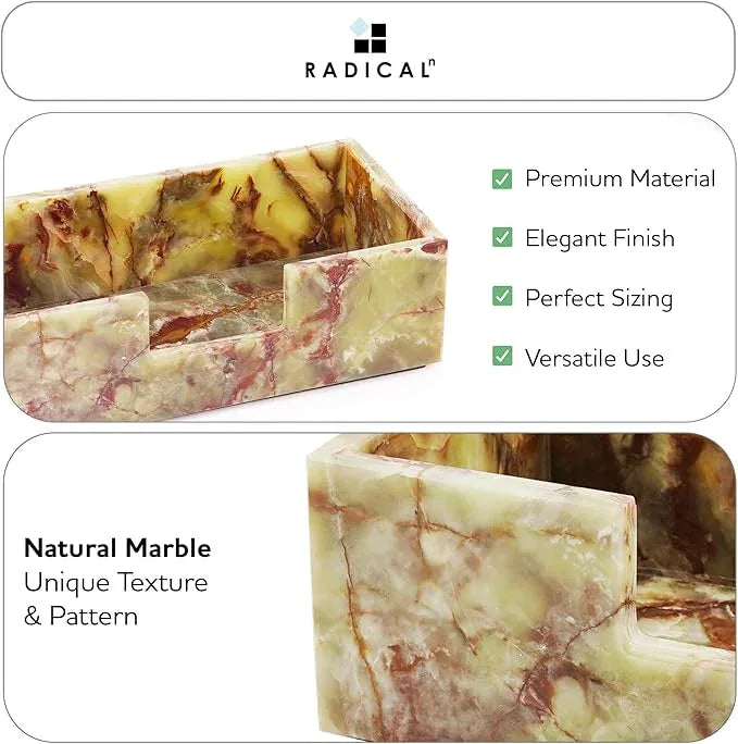 Radicaln Marble Tissue Box Cover 10x5 Inch Handmade Green Decorative Tissues Box Holder for Office Desk & Bathroom Counter Organizer, Rectangle Napkin Holder for Home Decor - ModernBath