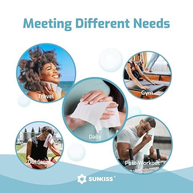 SUNKISS Trustplus Wet Wipes for Adult No Rinse, Extra Large 8”x12” Body Cleaning Washcloths for Elderly Incontinence & Cleansing, Fresh Scented, 50 Count - ModernBath